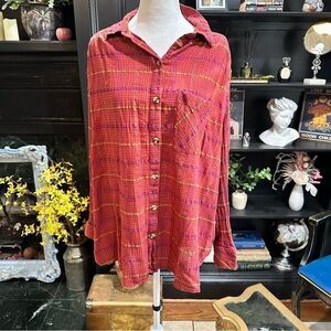 Free People Women's Break My Stride Button-Up Shirt  Size Medium